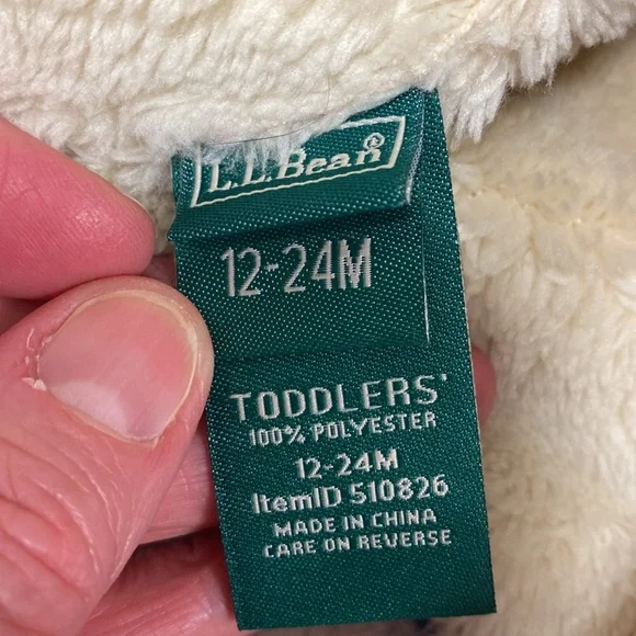 L.L. Bean Toddlers' Mountain Classic Fleece Hat navy pink Pom Pom 12/24m - Picture 5 of 6